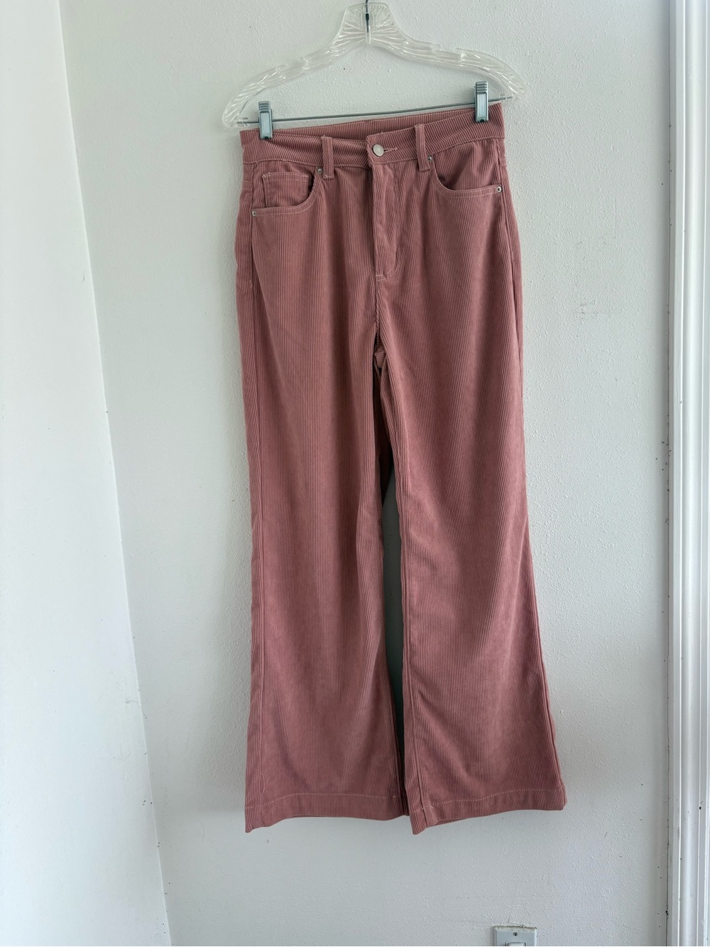SHEIN Dusty Rose Wide-Leg Corduroy Pants - Size M (US 6)